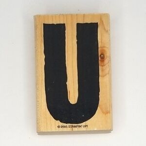 Stampin' Up "All About U" Chunky Rugged 'U' Wooden Rubber Stamp